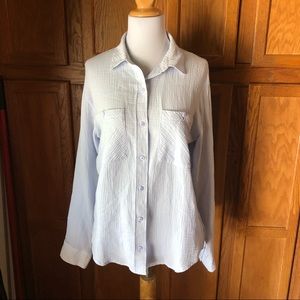 🇺🇸Anthropologie Sanctuary Blue Seersucker Button Front Top Blouse Size S